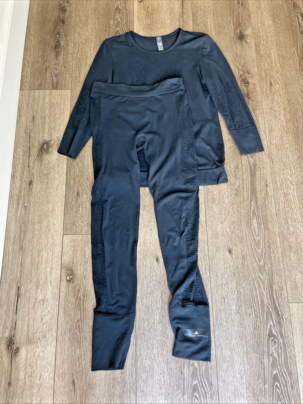 Adidas by Stella McCartney Black Blue Set Long Sleeve Top and Leggings Size M
